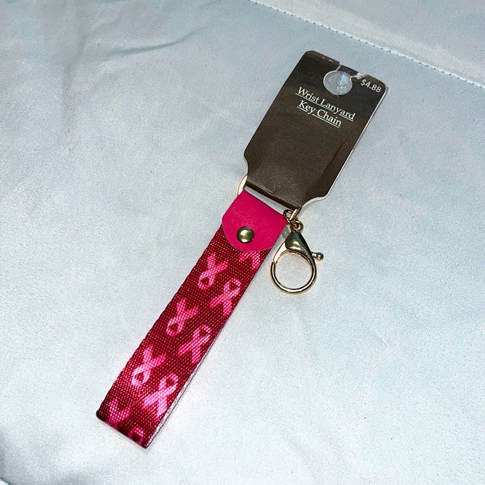 Cancer Awareness Wrist Lanyard Keychain Key Ring